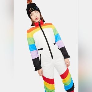 NWT Totally Sweet Retreat Rainbow Puffer Snowsuit L